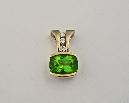 Custom Peridot and Diamond Pendant