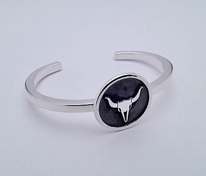 Sterling Silver Cuff Bracelet with Steer Skull Design #G0067