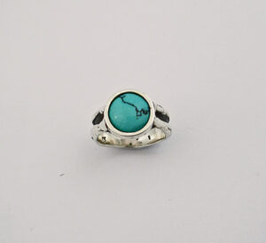 Sterling Silver & Turquoise Ring in a Freeform Design #G0069