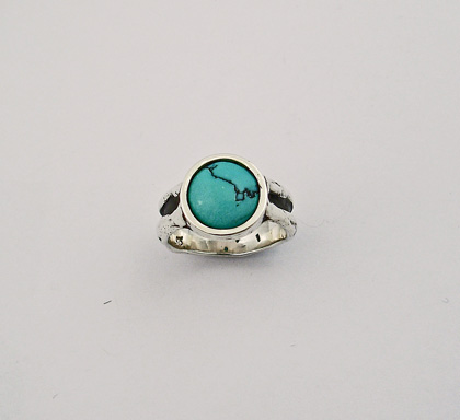 Sterling Silver & Turquoise Ring in a Freeform Design #G0069