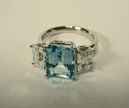 White Gold Ring with Blue and White Topaz #G0066