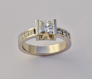 14 Karat Gold and Princess Cut Diamond Engagement Ring #G0095