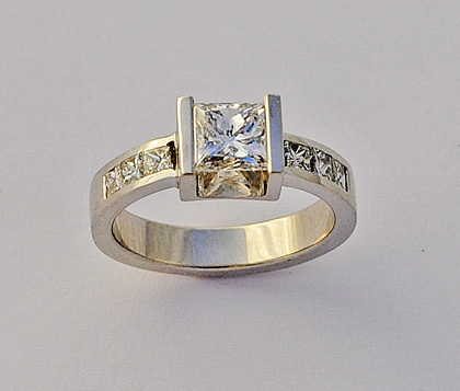 14 Karat Gold and Princess Cut Diamond Engagement Ring #G0095