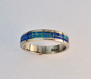 Blue Opal Wedding Band #G0093