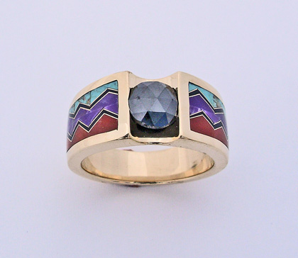 Recent Works 13 – Black Diamond Inlay Ring Recent Works 13 – Black Diamond Inlay Ring