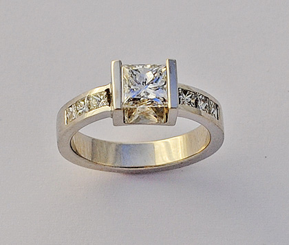 Recent Works 16 – Engagement Ring With Princess Cut Diamonds