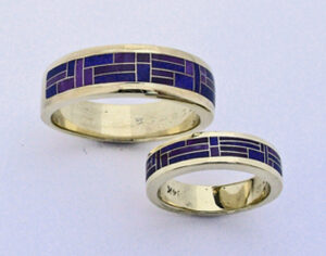 Sugalite and Lapis Wedding Bands #G0097