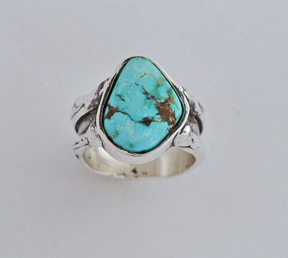 Sterling Silver Ring with Nevada Turquoise Sterling Silver Ring with Nevada Turquoise #G0119