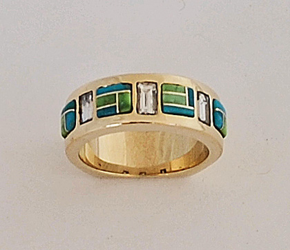 Turquoise and Diamond Wedding Band #G0114