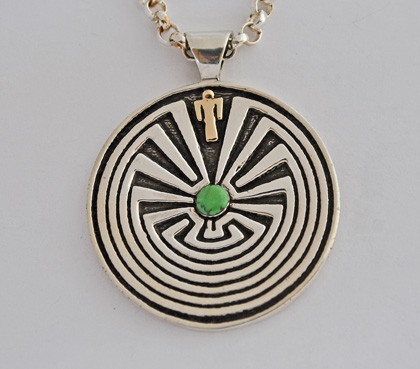 Man in the Maze Pendant in Gold and Sterling Silver #G0122