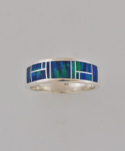 White Gold and Cultured Opal Wedding Band #G0125