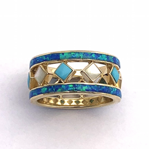 Gold and Inlay Mothers Ring #G0146