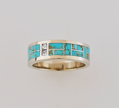 Gold, Turquoise and Diamond band
