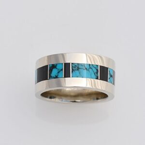 10mm-wide-Gold-Band-with-Turquoise-and-Black-Jade-by-Southwest-Originals-505-363-7150-