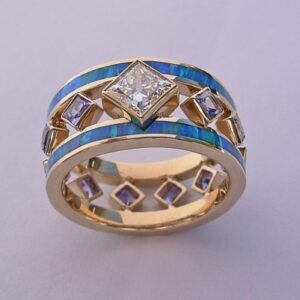 14-Karat-Gold-Diamond-Opal-and-Tanzanite-Ring-by-Southwest-Originals-505-363-7150