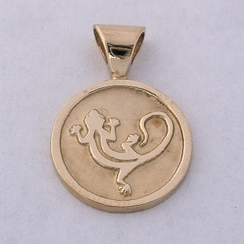 14 Karat Gold Gecko Pendant by Southwest Originals 505-363-7150
