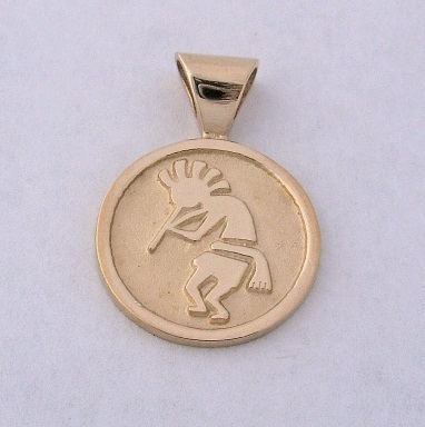 14 Karat Yellow Gold Kokopelli Pendant b by Southwest Originals 505-363-7150