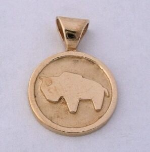 14 karat Gold Buffalo Pendant b by Southwest Originals 505-363-7150