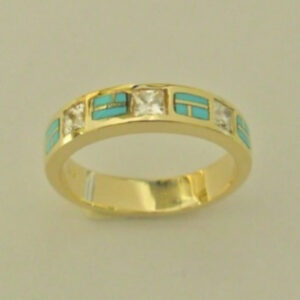 14-karat-yellow-gold-ring-with-Diamonds-and-Natural-Turquoise-Inlay-by-Southwest-Originals