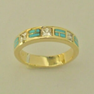 14-karat-yellow-gold-ring-with-Diamonds-and-Natural-Turquoise-Inlay-by-Southwest-Originals
