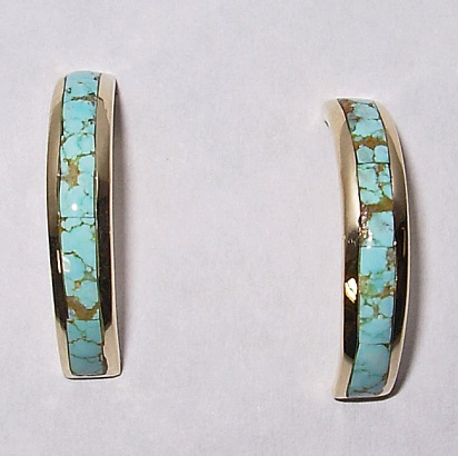 14 karat yellow gold with natural turquoise earrings by Southwest Originals 505-363-7150
