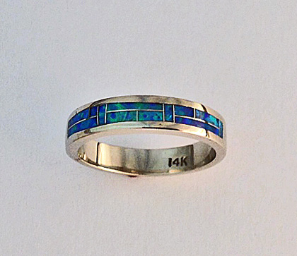 Blue Opal Wedding Band 2