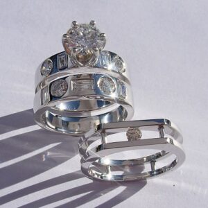 Diamond Engagement and Wedding Ring set in platinum by Southwest Originals 505-363-7150