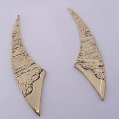 Gold Crescant Shape Earrings by Southwest Originals 505-363-7150