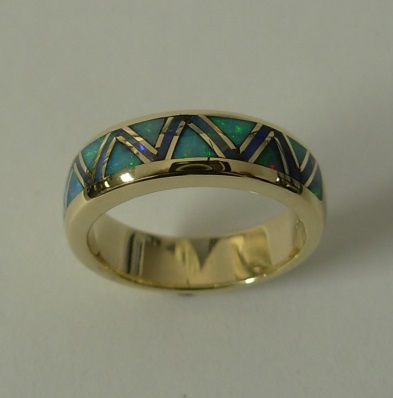 Gold Ring With Opal Inlay by Southwest Originals 505-363-7150