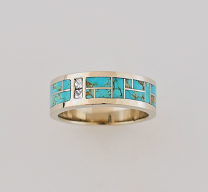 Gold, Turquoise and Diamond band