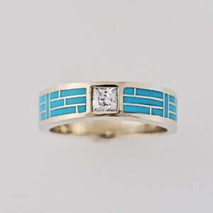 Gold and Turquoise Wedding Band 01 by Southwest Originals 505-363-7150