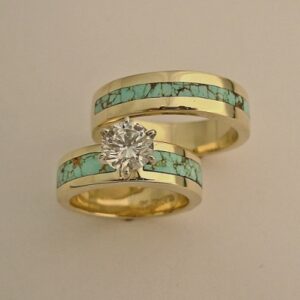 Turquoise Engagement Ring with Matching Turquoise Wedding BandSouthwest Originals 505-363-7150