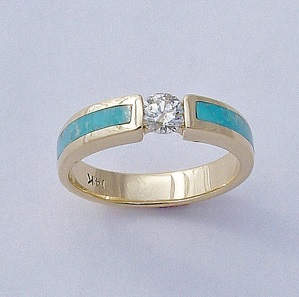 Turquoise and Diamond Engagement Ring by Southwest Originals 505-363-7150