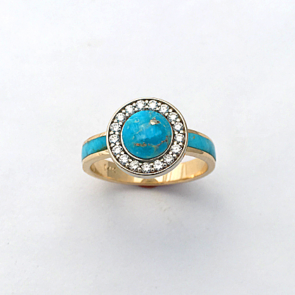 Turquoise-and-Diamond-Halo-Ring Store Gallery #SWE0002