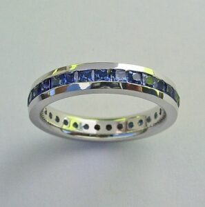 White Gold Eternity Band With Square Sapphires