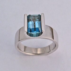 White Gold Ladies Ring With London Blue Topaz by Southwest Originals 505-363-7150