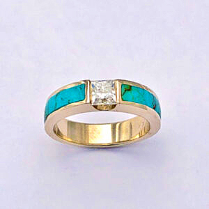 Diamond and Turquoise Engagement Ring