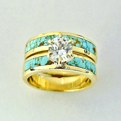 Turquoise and Diamond Wedding Set 2