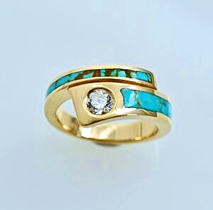 Diamond-and-Turquoise-Bypass-Ring Diamond-and-Turquoise-Bypass-Ring