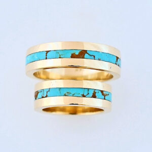 Gold and Turquoise Wedding Bands #SWE0008 by Southwest Originals 505-363-7150