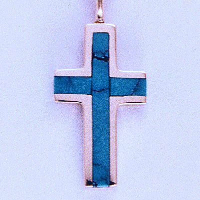 Gold and Turquoise Cross Pendant #SWGP0012