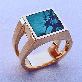 Gold and Turquoise Mens Ring #SMGR0011
14 karat yellow gold