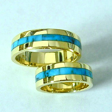 Gold and Turquoise Wedding Bands