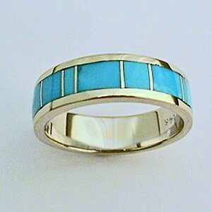 White gold and Turquoise men's wedding band #SMGR0004