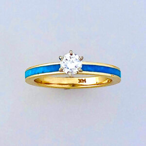 Engagement Ring with Turquoise Inlay 3mm #G0164