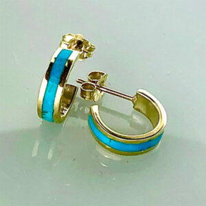 Gold and Turquoise Earrings small hoop #SWGE0014