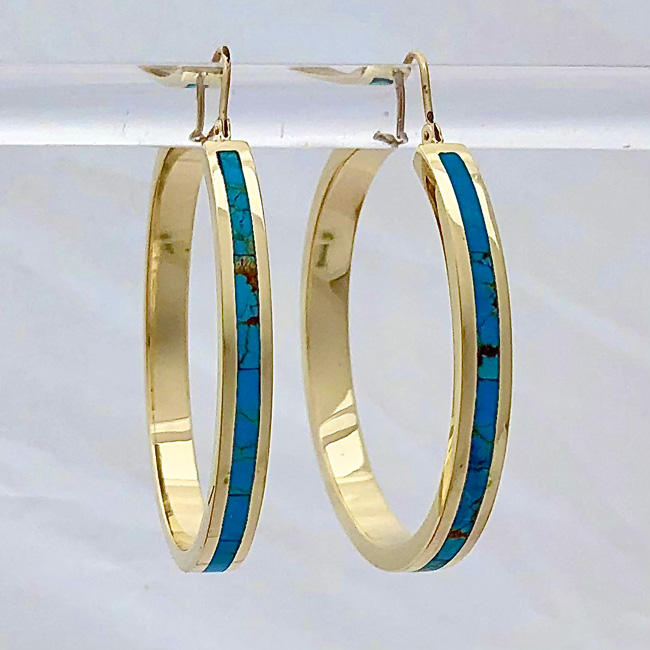 Turquoise Hoop Earrings 40 mm by Southwest Originals