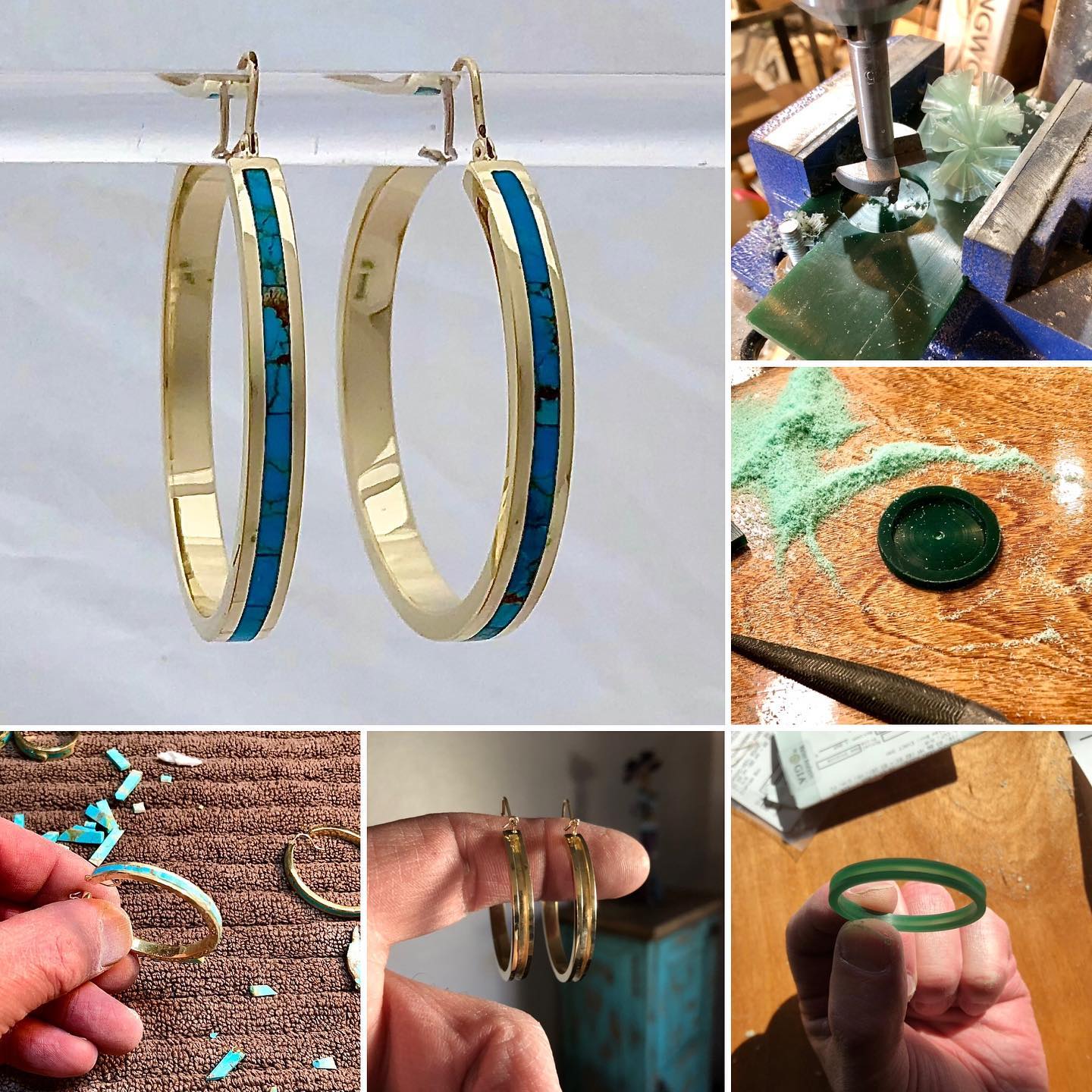 pair of gold and Turquoise earrings by Southwest Originals